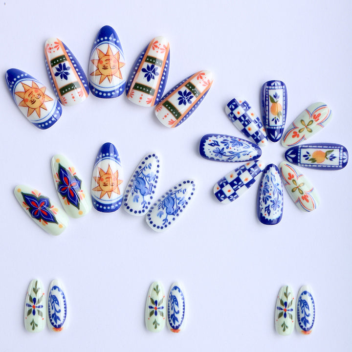 Artificial nails with handmade floral design Kalsten