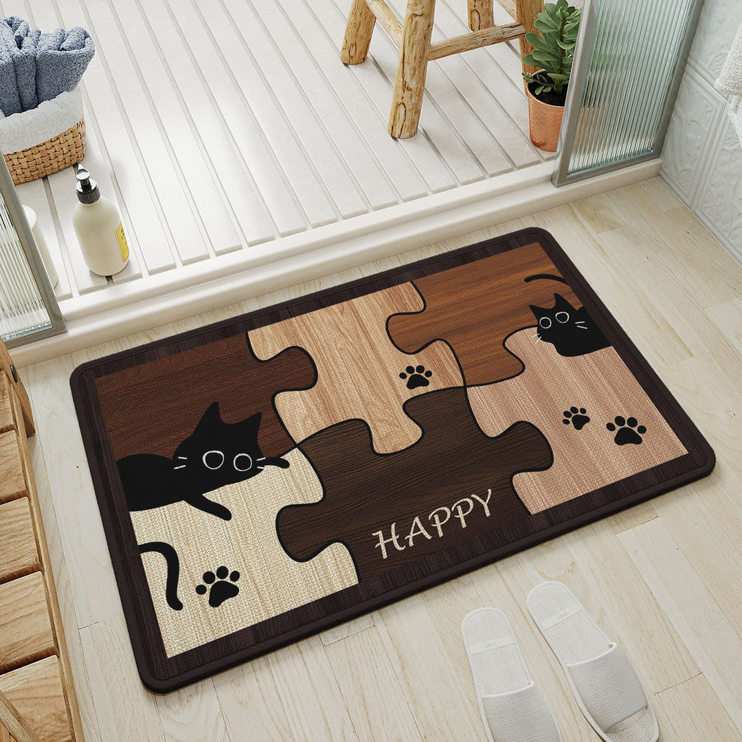 Puzzle Cat Themed Floor Mat