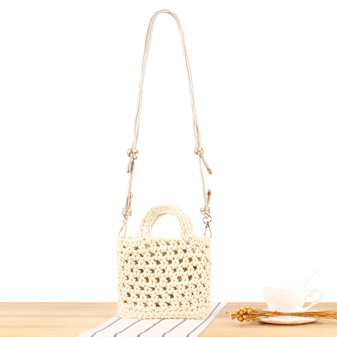 Handbag Made of Handmade Macrame with Adjustable Shoulder Strap Kalsten
