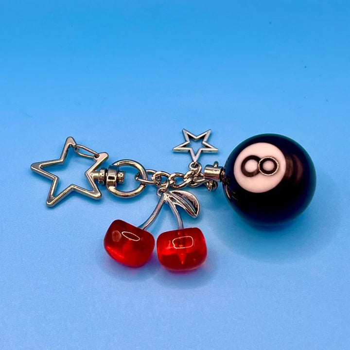 Playful Cherry and Eight Ball Keychain Kalsten