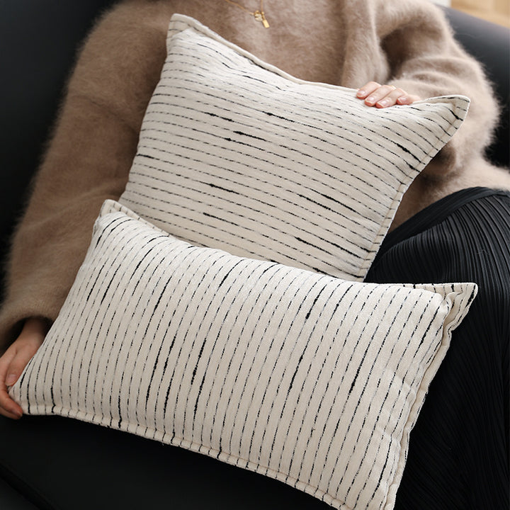 Decorative cotton-linen cushion cover with fine stripe texture Kalsten