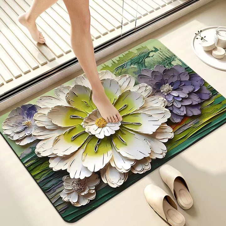 Luxurious Floral Design Bath Mat