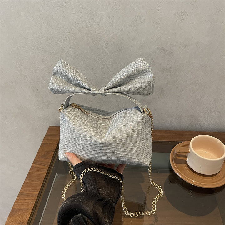 Bow-Accented Sparkling Handbag