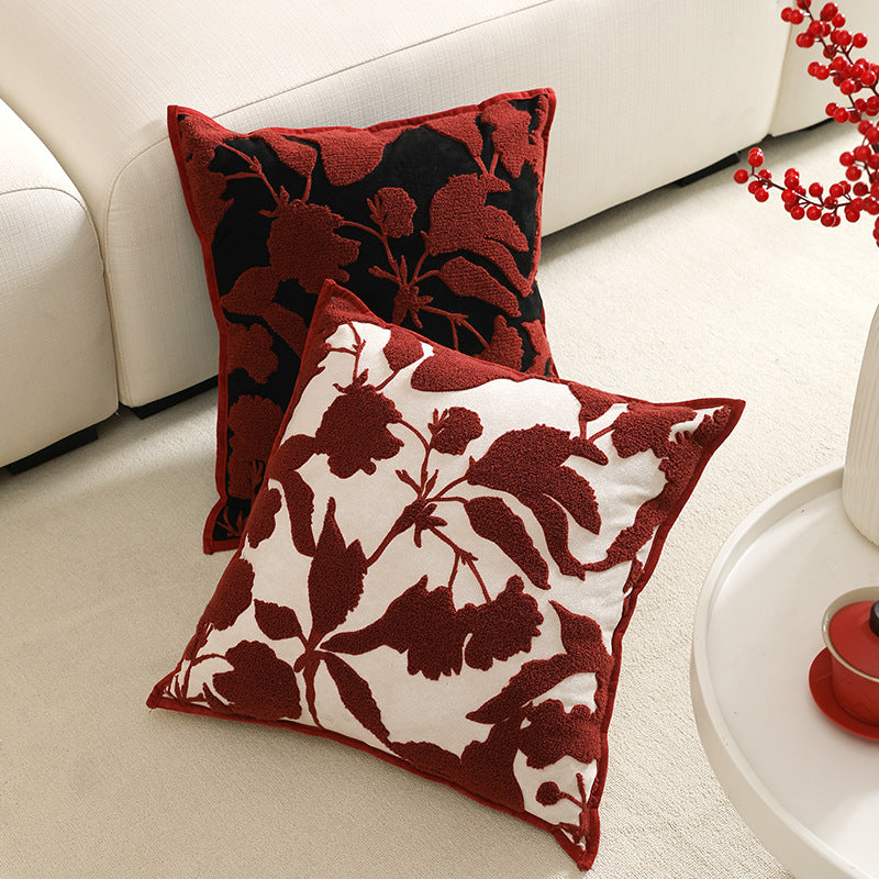 Decorative cushion cover with floral chenille tufting and velvet texture Kalsten