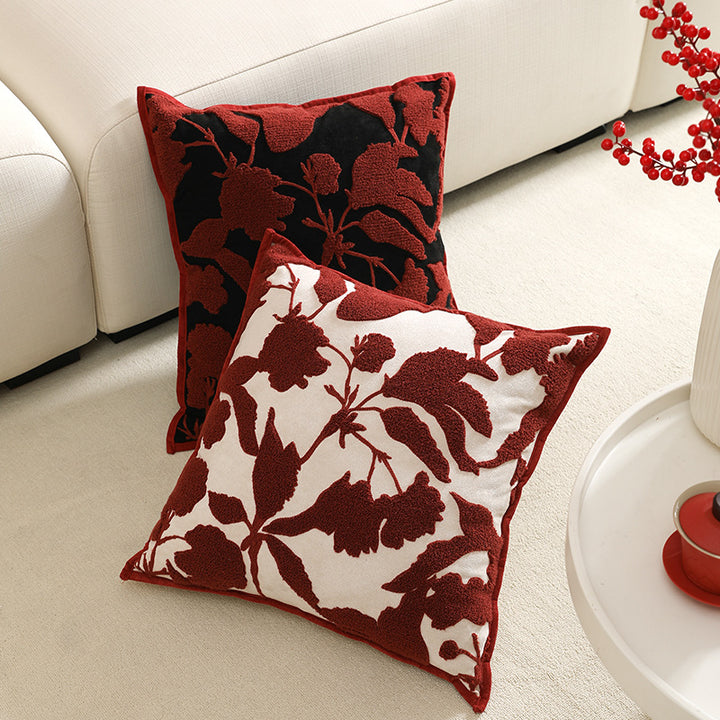 Decorative cushion cover with floral chenille tufting and velvet texture Kalsten