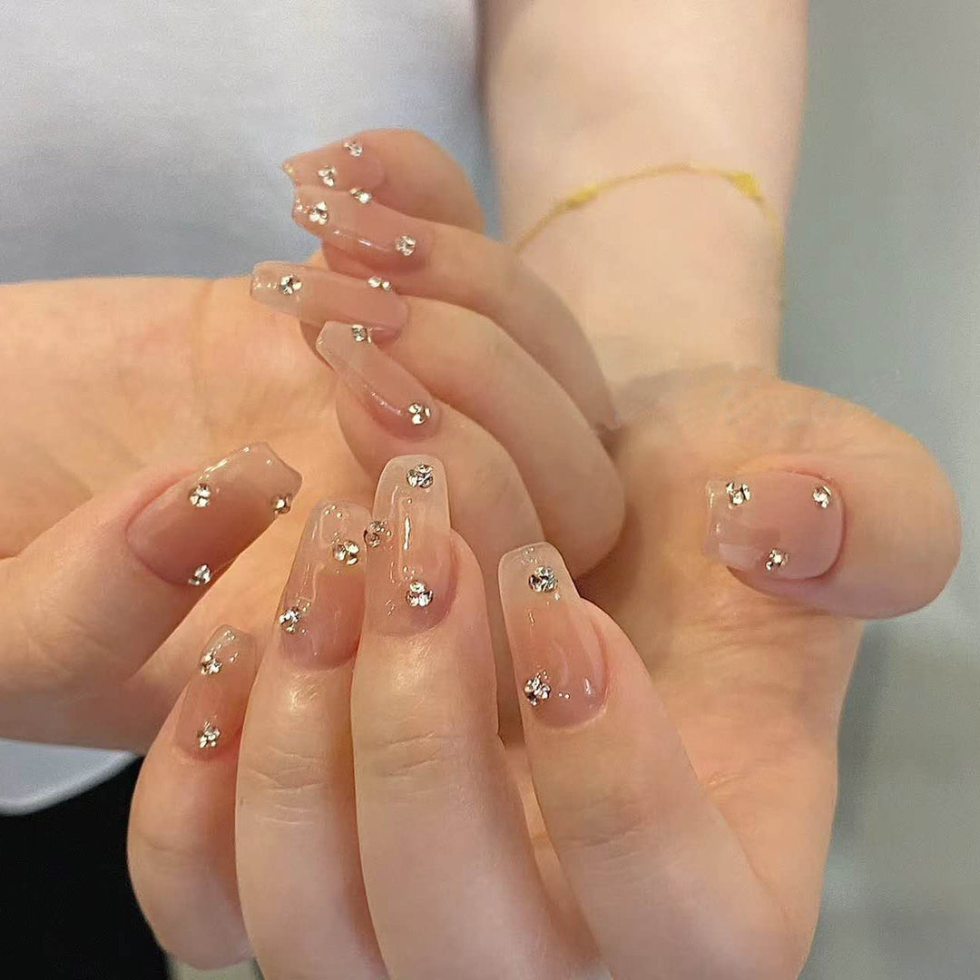 Decorative Nail Art with Rhinestone Accents