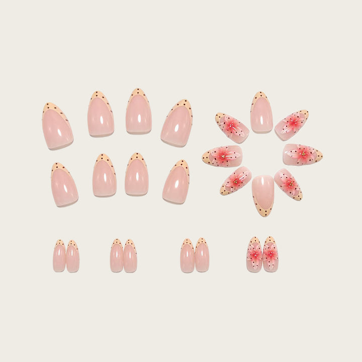 Artificial nails with floral design and elegant accents Kalsten