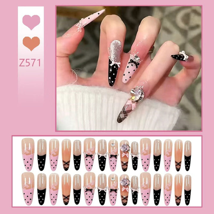 Artificial nail set with glamorous 3D applications and festive design Kalsten