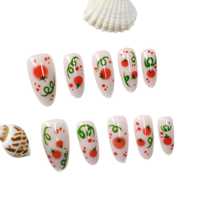 Themed Press-On Nail Art with Tomato Design Kalsten