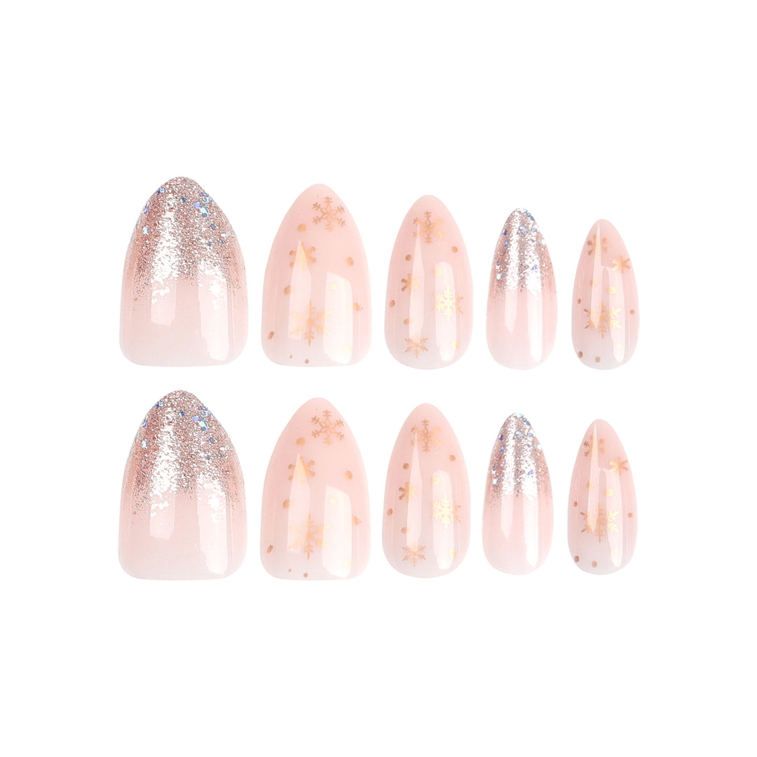 Elegant artificial nails with glitter and snowflake decor Kalsten