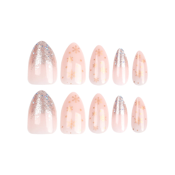 Elegant artificial nails with glitter and snowflake decor Kalsten