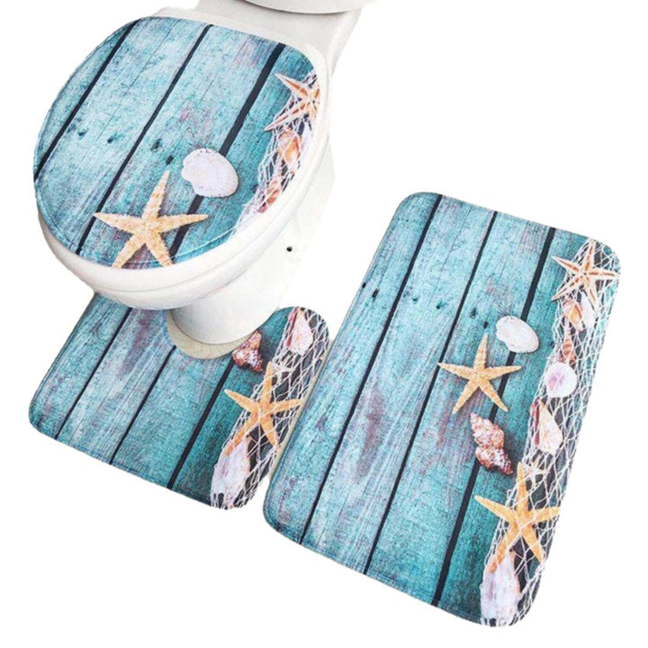 Stylish Geometric Pattern Bathroom Mat Set