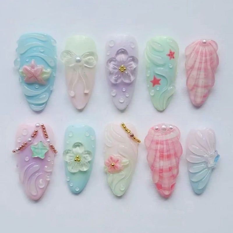 Artistic Nature-Inspired Press-On Nail Set Kalsten