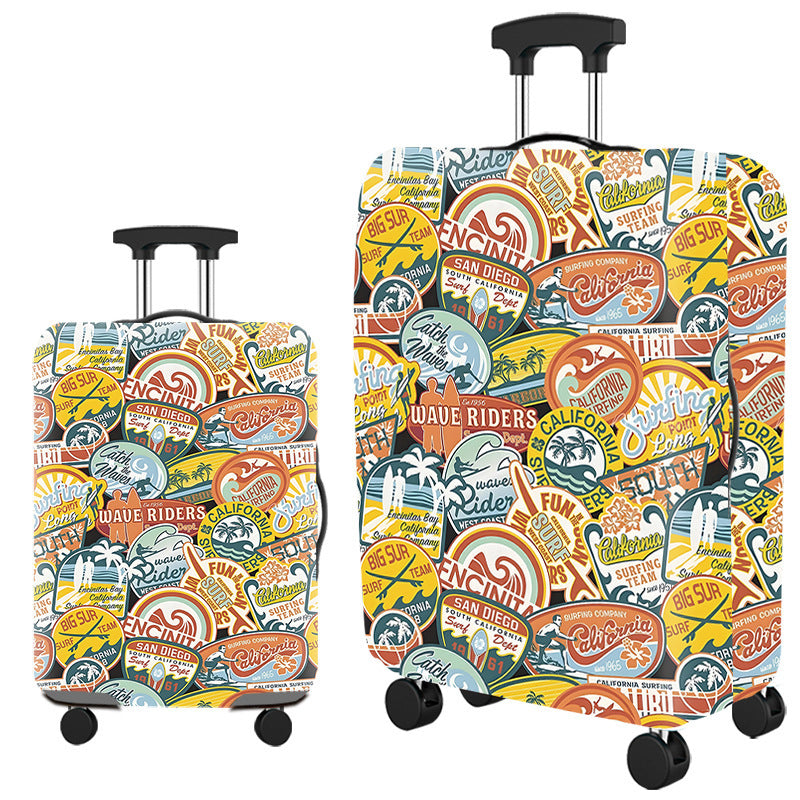 Vintage Travel-Themed Hard Shell Suitcase Kalsten