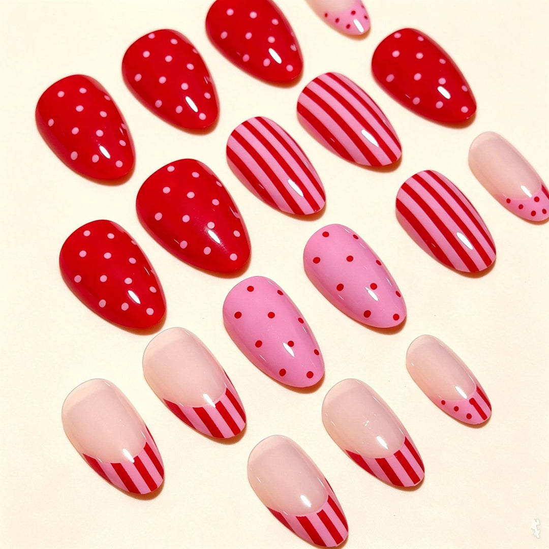 Artistic Nail Design with Heart and Stripes Kalsten