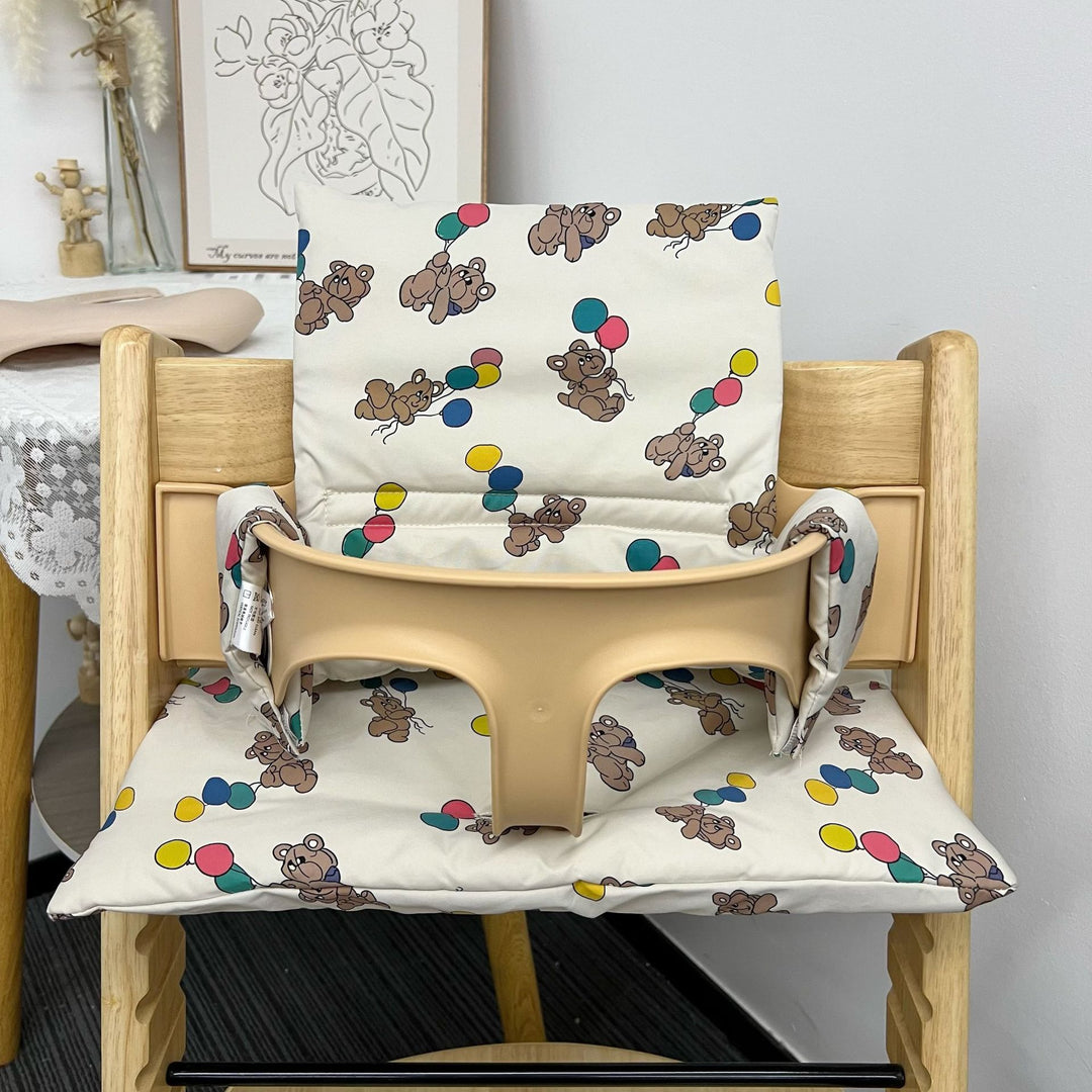 Padded High Chair Seat Cushion with Removable Cover and Safety Strap Openings