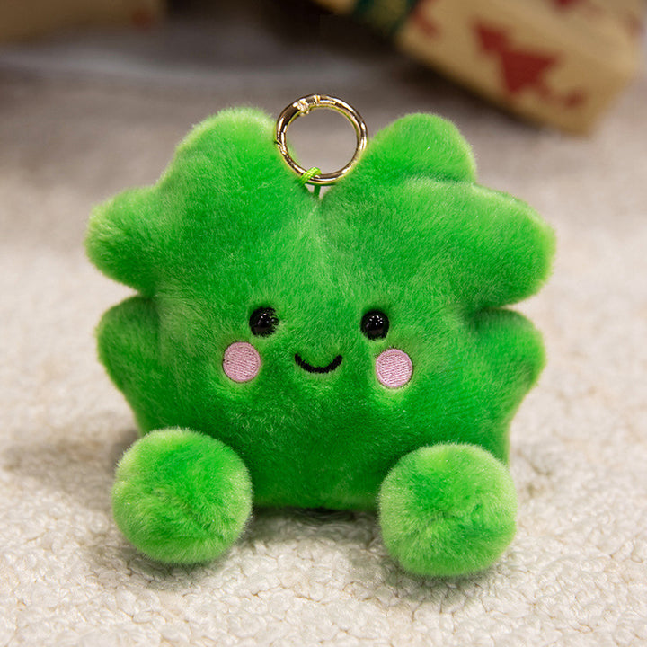 Plush Star-Shaped Keychain Charm with Embroidered Smile and Metal Ring Kalsten
