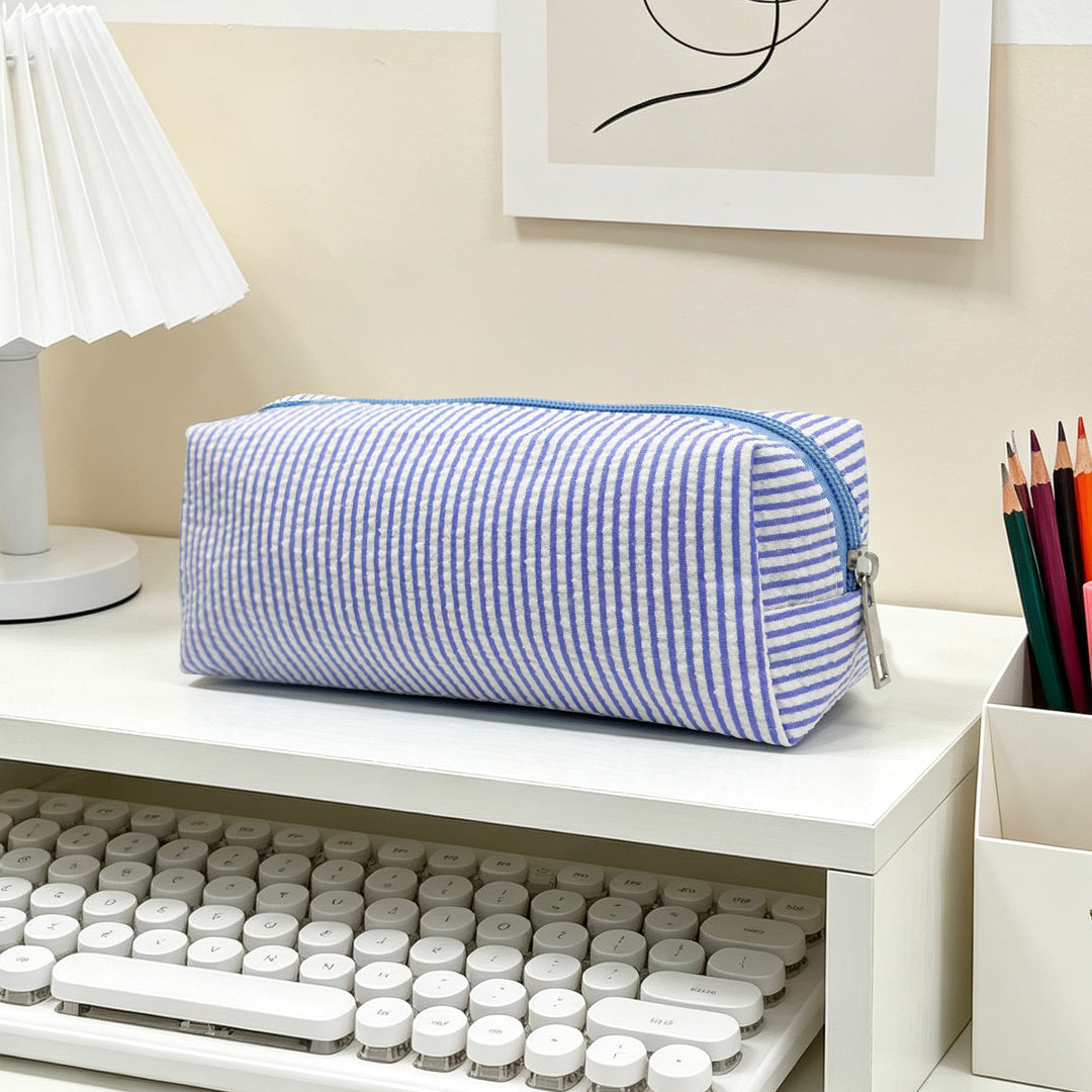 Striped Zippered Pencil Case Bag Kalsten