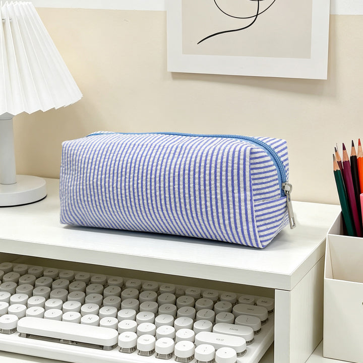 Striped Zippered Pencil Case Bag Kalsten