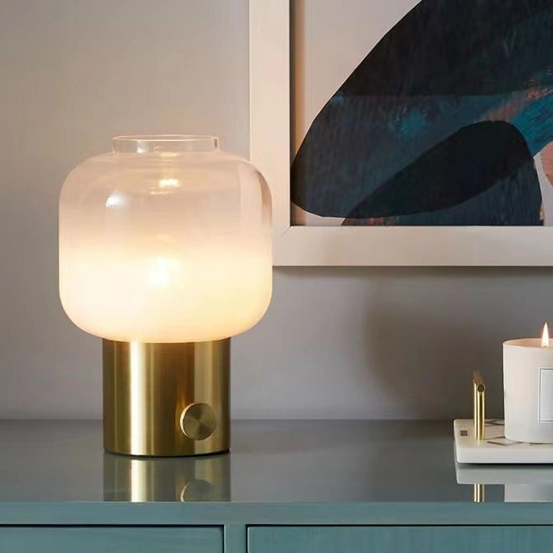 Modern Glass Table Lamp with Brass Base
