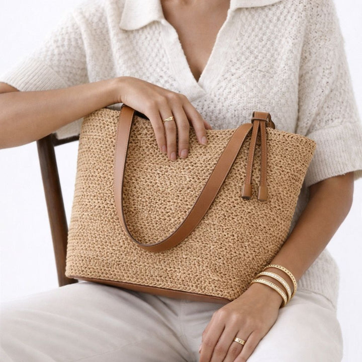 Natural Straw Beach Tote