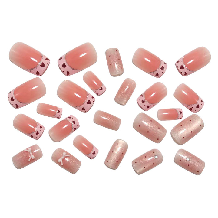 Acrylic Nail Set with Elegant Bow Design Kalsten