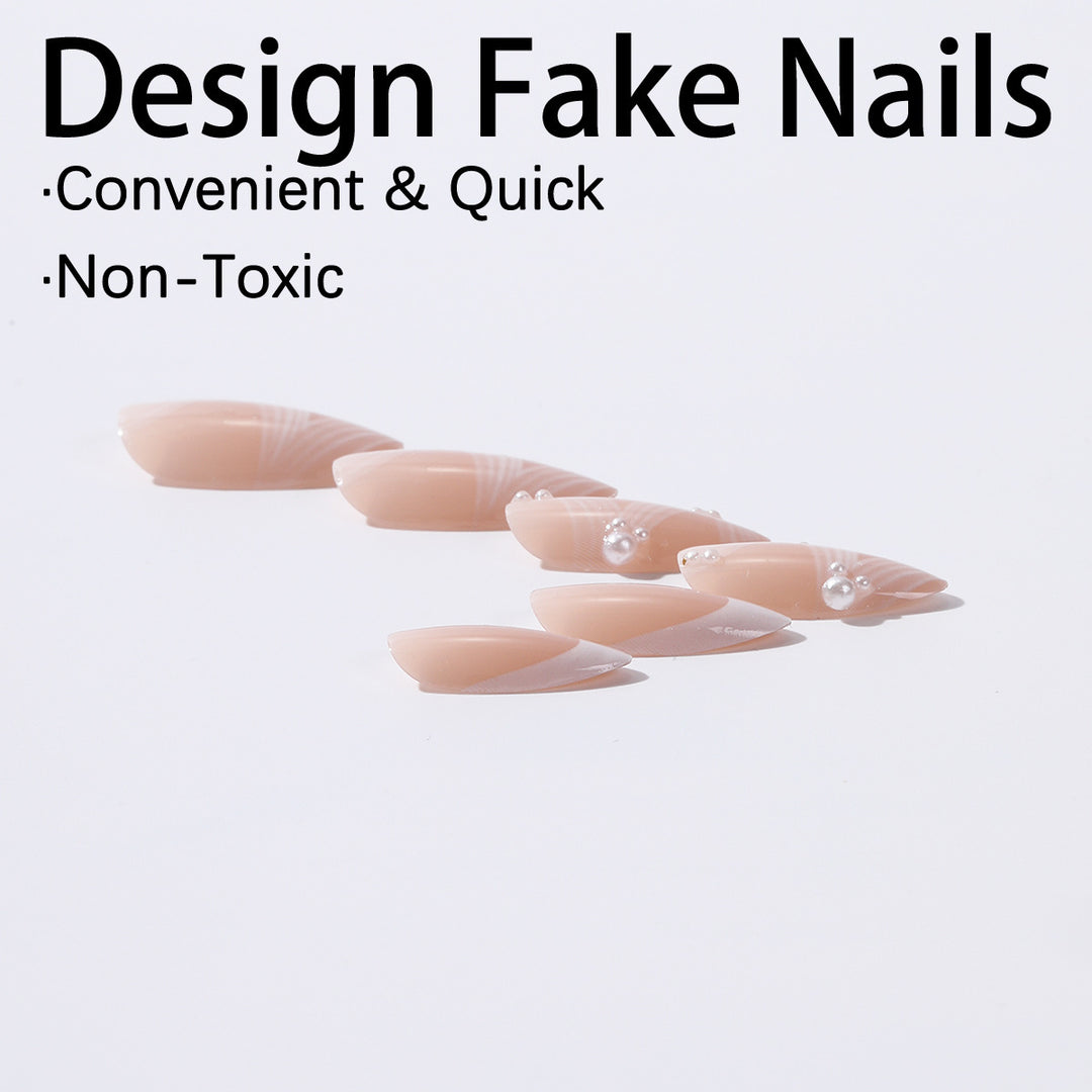 Creative acrylic nail set with elegant tips and glitter decorations Kalsten