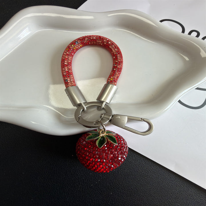Glittering Strawberry Charm Keychain Kalsten
