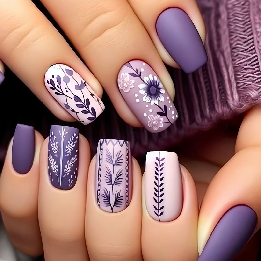Artistic Floral Press-On Nail Art Set Kalsten
