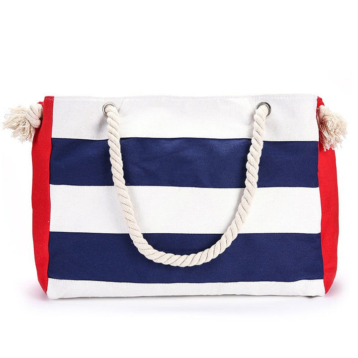 Shopping bag with maritime stripes and robust rope handles Kalsten