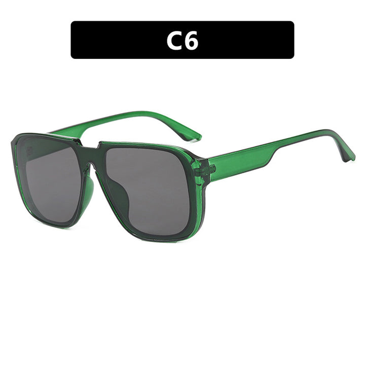 Ladies trendy square sunglasses with transparent green frame and protective UV filter Kalsten