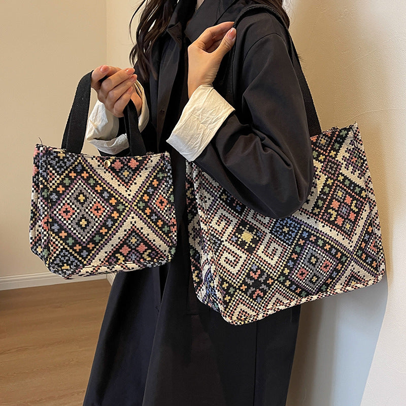 Handcrafted Geometric Patterned Tote Bag