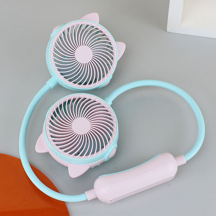 Ladies Portable Neck Fan with Flexible Mount and Dual Fan System Kalsten