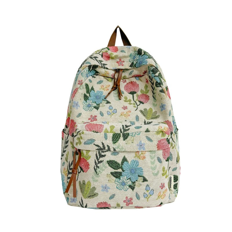 Floral Patterned Canvas Backpack Kalsten