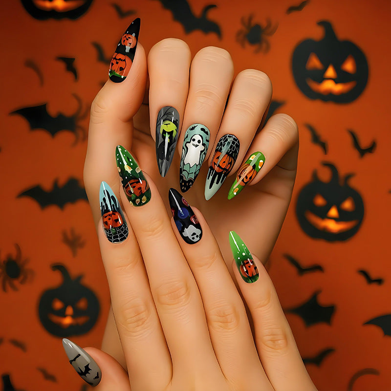 Halloween Nail Art Set with Spooky Motifs and Creative Designs Kalsten