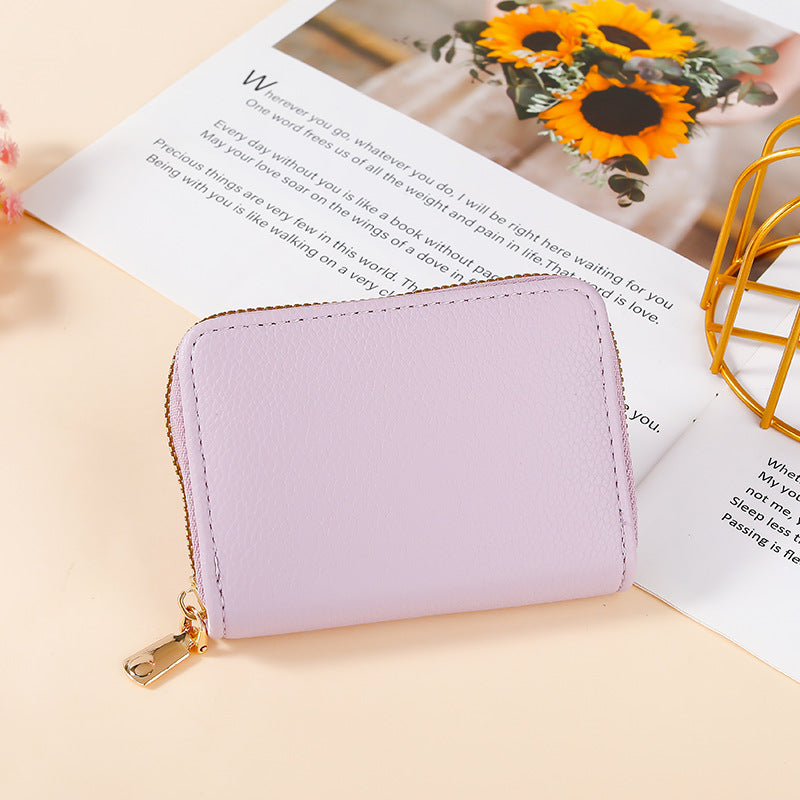 Compact Zippered Leather Wallet