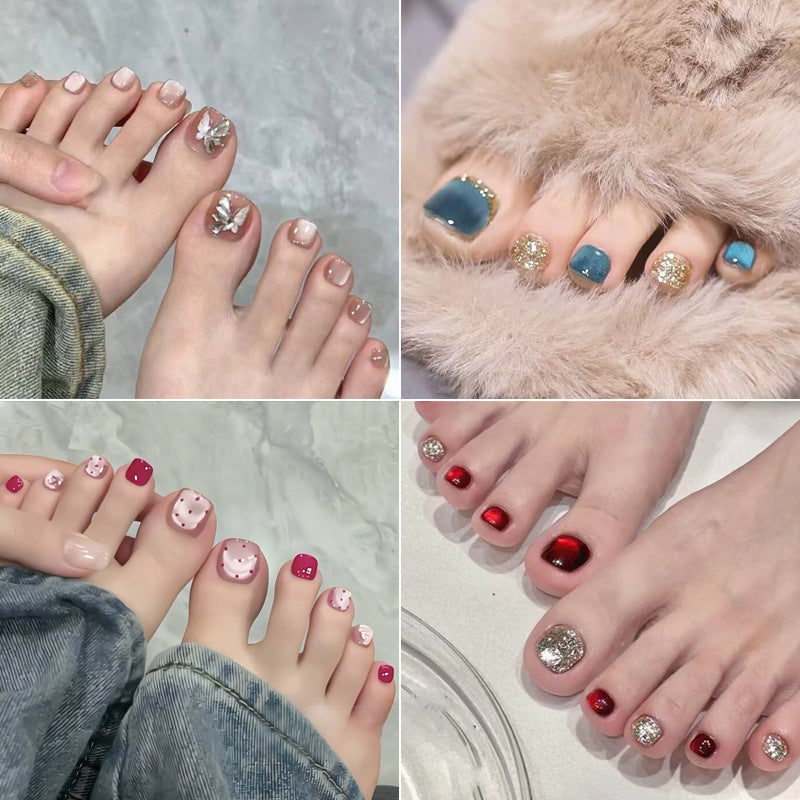 Heart-Embellished Press-On Toe Nails Kalsten