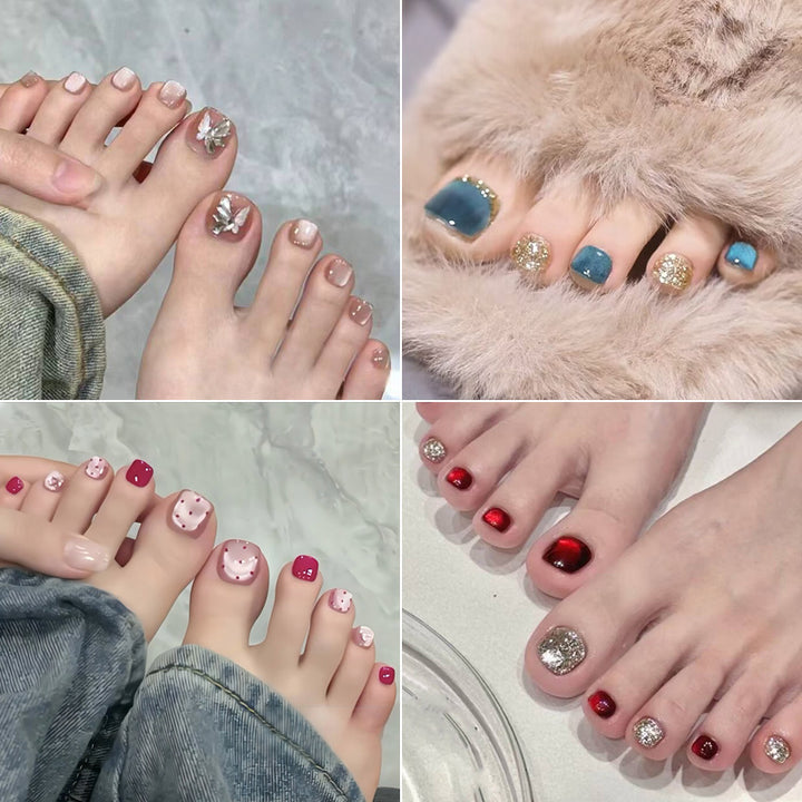 Heart-Embellished Press-On Toe Nails Kalsten