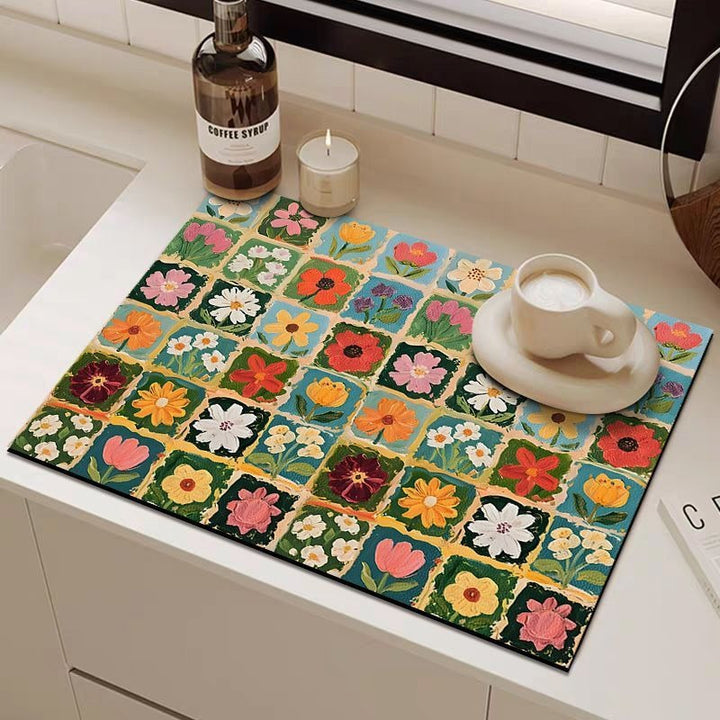 Decorative Floral Kitchen Mat