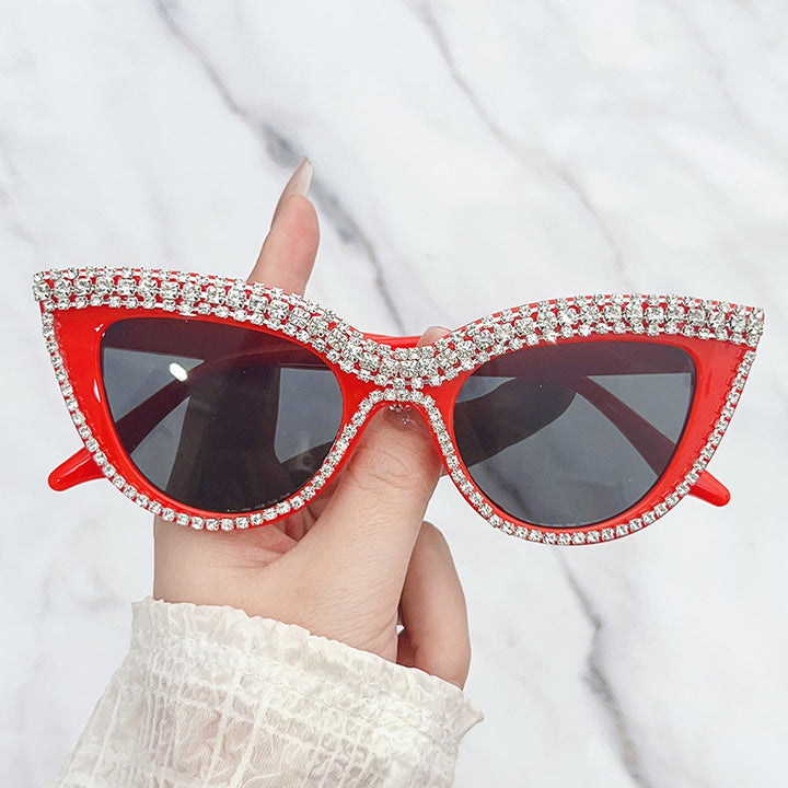 Glamorous Rhinestone-Embellished Shield Sunglasses Kalsten