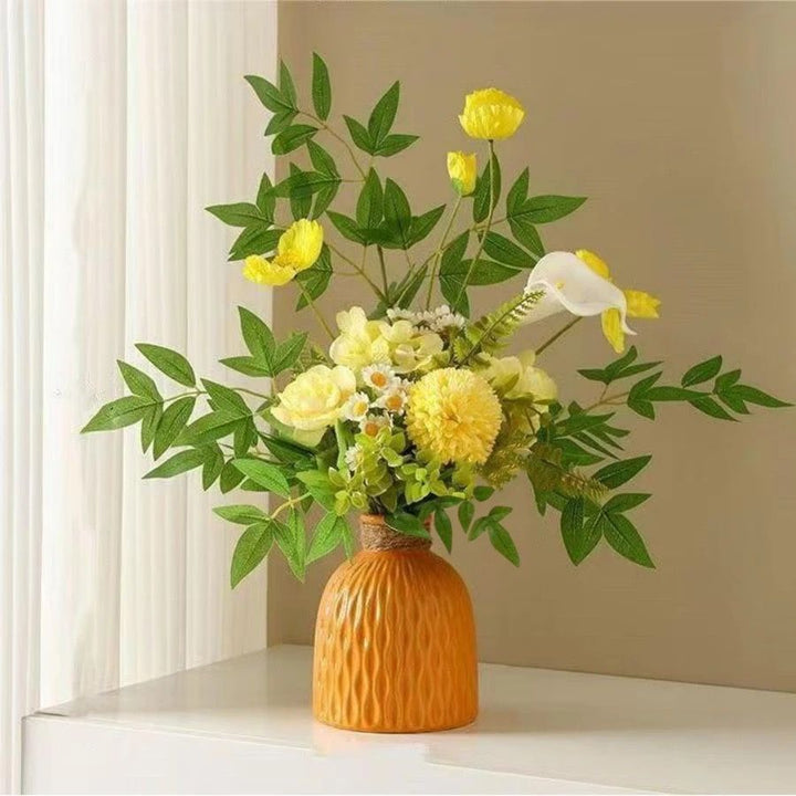 Lifelike Floral Arrangement with Decorative Vase