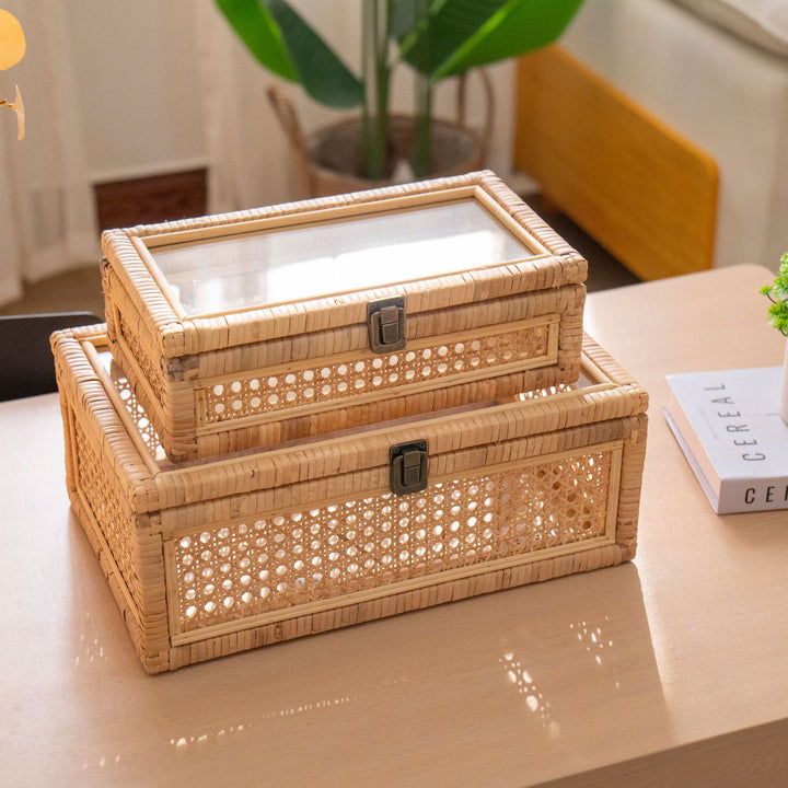 Rustic toy basket with checked pattern Kalsten