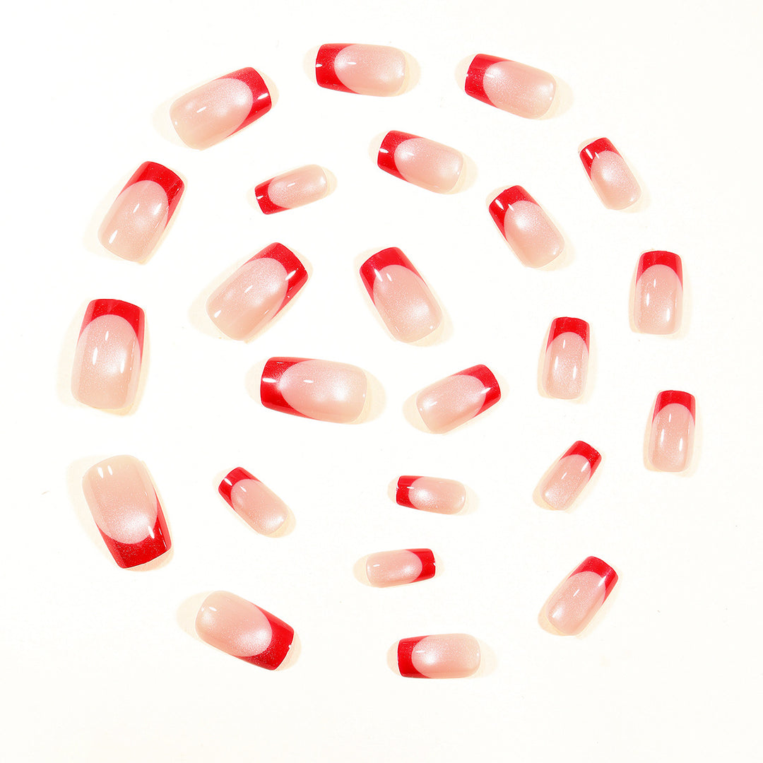 Elegant Glossy French Tip Nail Art Extensions Kalsten