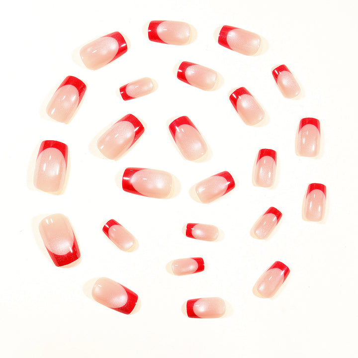 Elegant Glossy French Tip Nail Art Extensions Kalsten