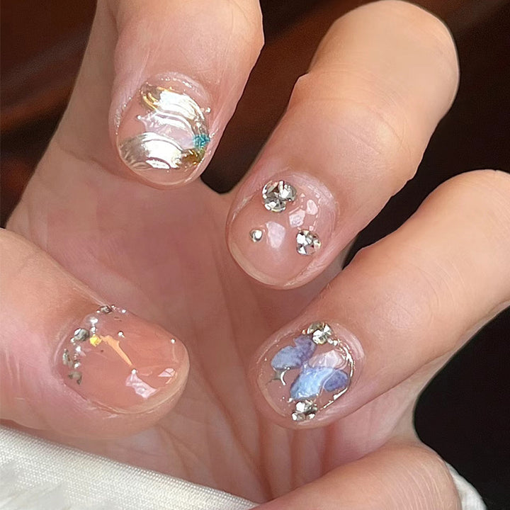 Stylish Press-On Nail Set with Elegant Floral Accents Kalsten