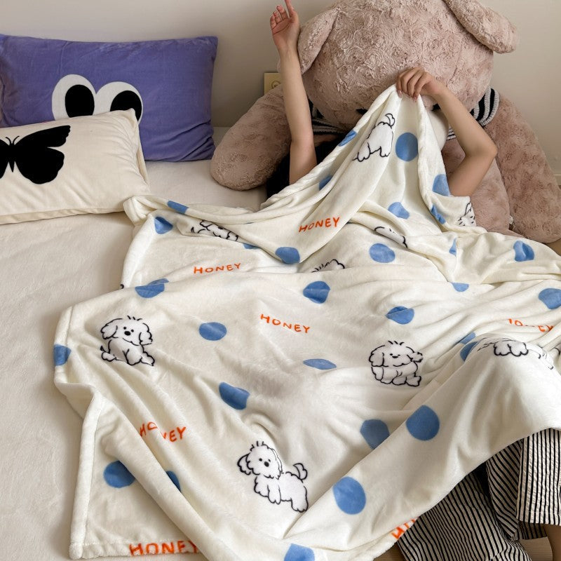 Cozy Plush Cartoon Dog-Themed Throw Blanket