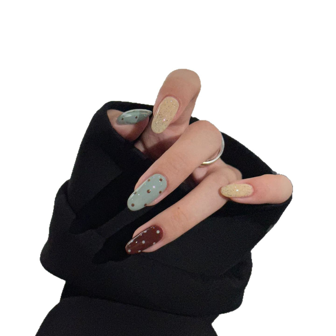 Creative Press-On Nail Art Set with Sparkling Accents