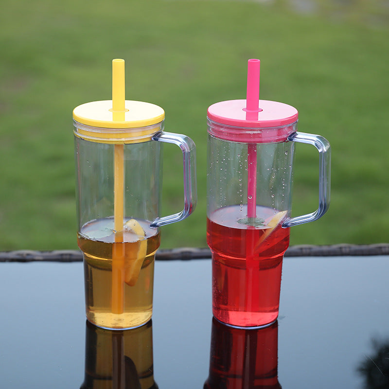 Unisex drinking cup with removable silicone straw and integrated carrying handle Kalsten