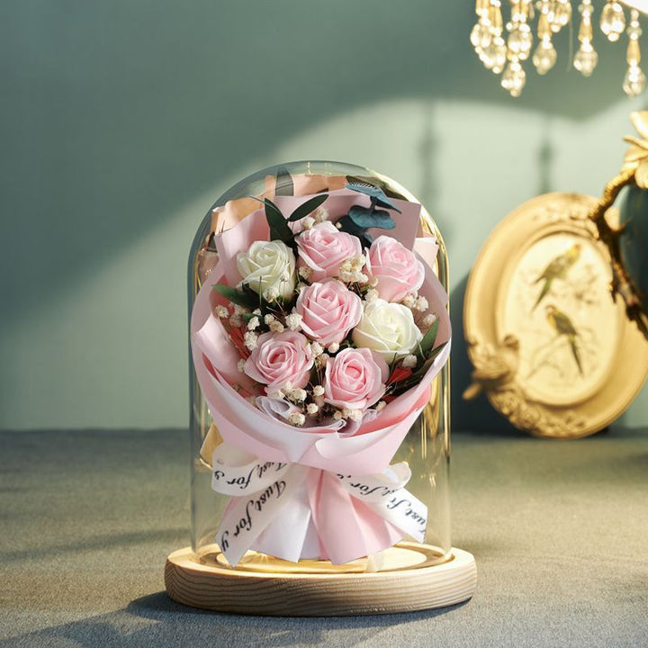 Preserved Floral Bouquet in Glass Dome