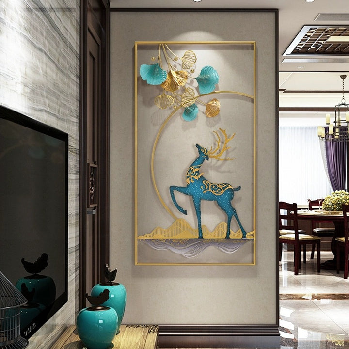 Elegant Metal Deer Wall Art Sculpture Kalsten